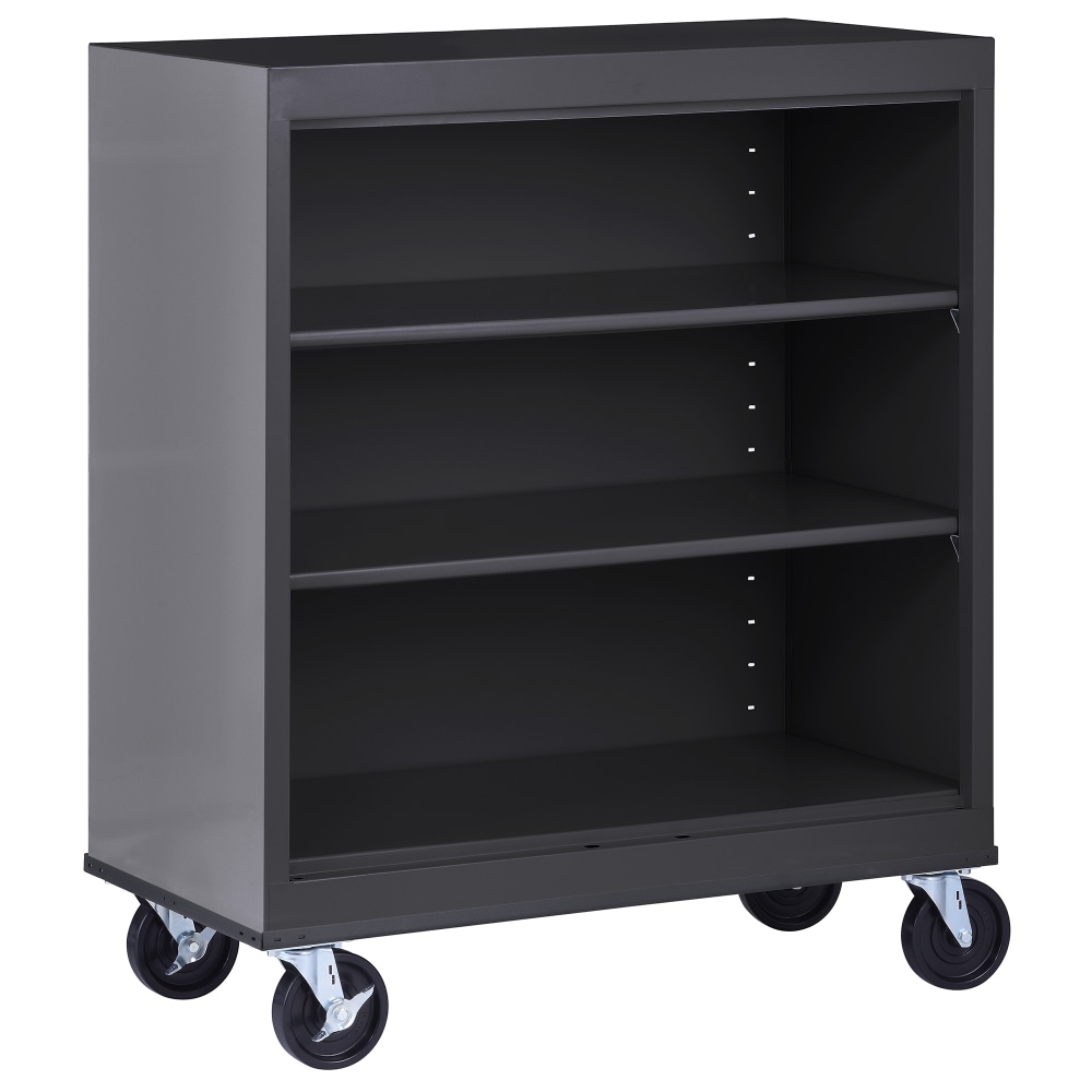 Sandusky Mobile Welded Steel Bookcase, 3-Shelf, 42inH x 36inW x 18inD, Black MPN:BM20361836-09