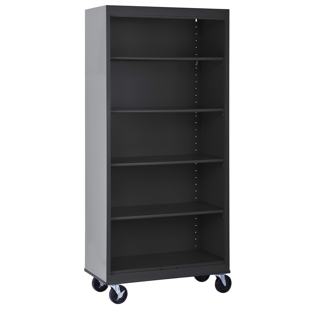 Sandusky Mobile Welded Steel Bookcase, 5-Shelf, 78inH x 36inW x 18inD, Black MPN:BM40361872-09