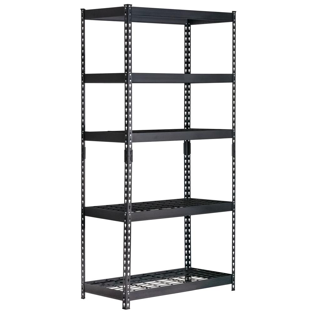 Edsal Muscle Rack Heavy Duty Boltless Steel Shelving Unit With Wire Decking, 5-Shelf, 72inH x 36inW x 18inD, Black MPN:MROP3618W5B-P