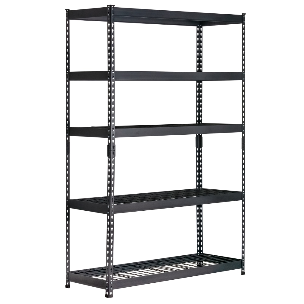 Edsal Muscle Rack Heavy Duty Boltless Steel Shelving Unit With Wire Decking, 5-Shelf, 72inH x 48inW x 24inD, Black MPN:MROP4824W5B-P