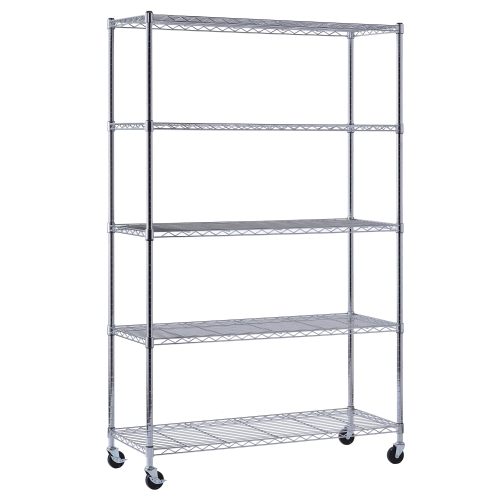 Edsal Muscle Rack Adjustable Mobile Wire Shelving, 5-Tier, 75inH x 48inW x 18inD, Chrome MPN:MWS481872-5C