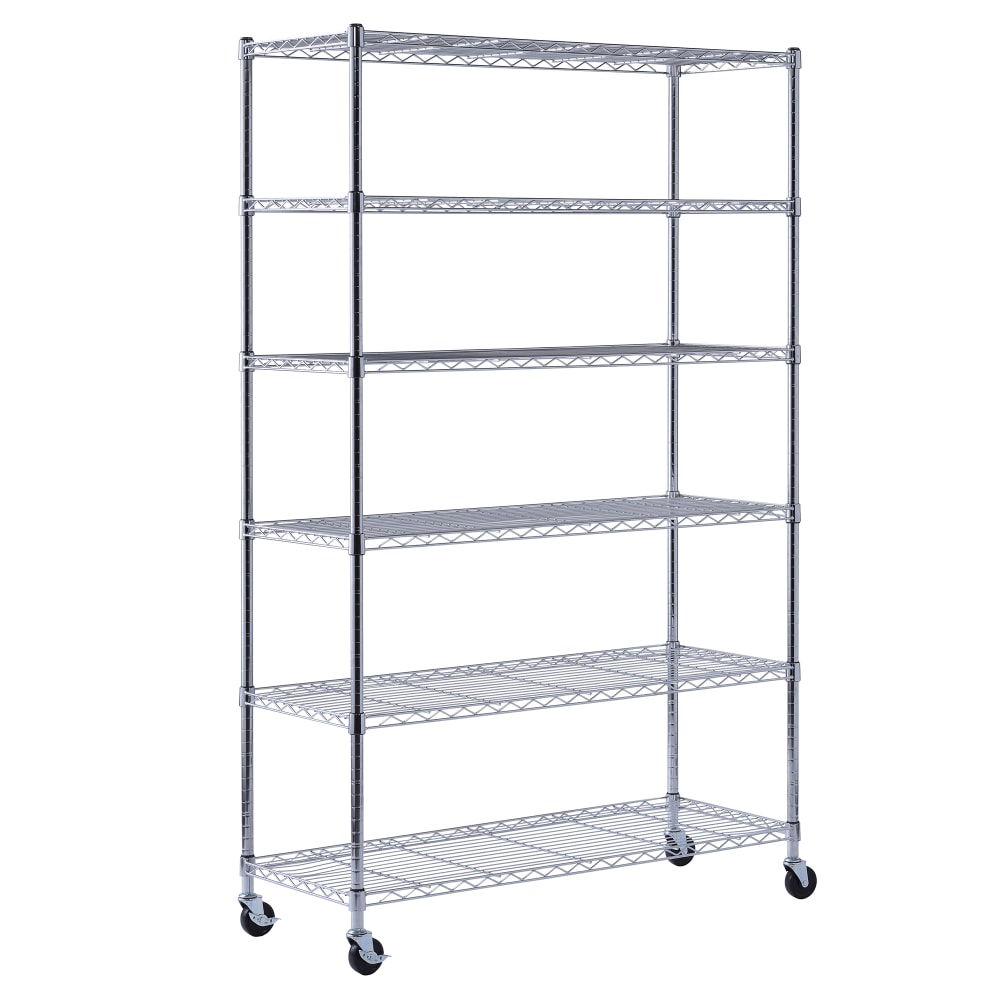 Edsal Muscle Rack Adjustable Mobile Wire Shelving, 6-Tier, 75inH x 48inW x 18inD, Chrome MPN:MWS481872-6C