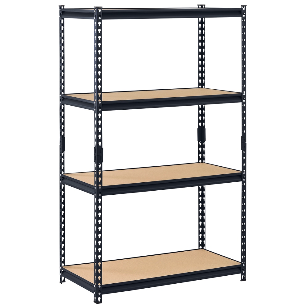 Edsal Muscle Rack Heavy Duty Boltless Steel Shelving Unit, 4-Shelf, 60inH x 36inW x 18inD, Black MPN:UR364P-BLK