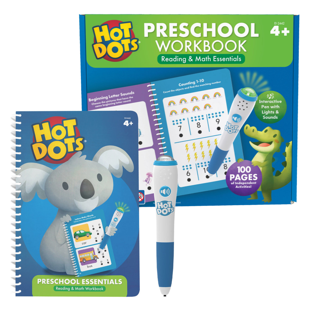 Educational Insights Hot Dots Preschool Essentials Reading & Math Workbook MPN:EI-2442