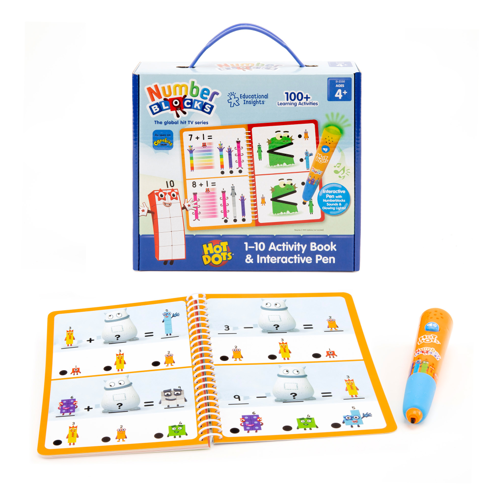 Educational Insights Hot Dots 1 to 10 Numberblocks Activity Book & Interactive Pen, Multicolor MPN:EI-2550