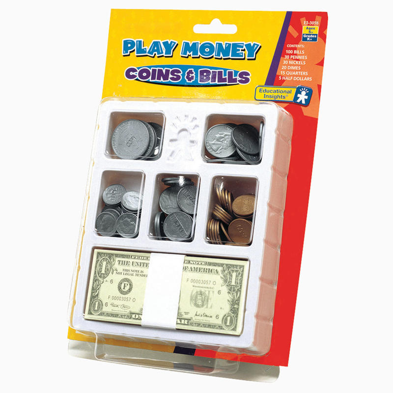 Educational Insights Play Money Coins And Bills Tray MPN:EI-3058