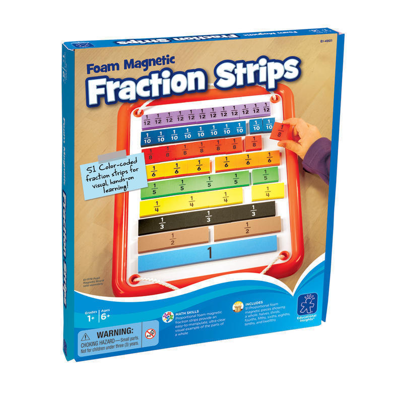 Educational Insights Foam Magnetic Fraction Strips, Multicolor, Grades 1-3, Set Of 51 MPN:EI-4801