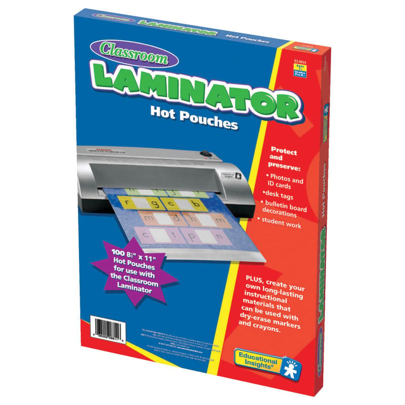 Learning Resources Classroom Laminator Pouches, 3 mils, 8 1/2in x 11in, Pack Of 100, EI-8811 MPN:EI-8811