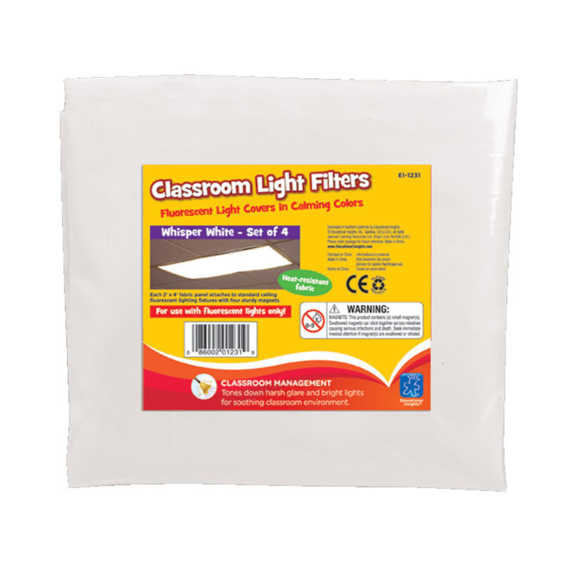 Educational Insights Classroom Fluorescent Light Filters, 36in x 24in, Whisper White, Pack Of 4 MPN:EI-1231