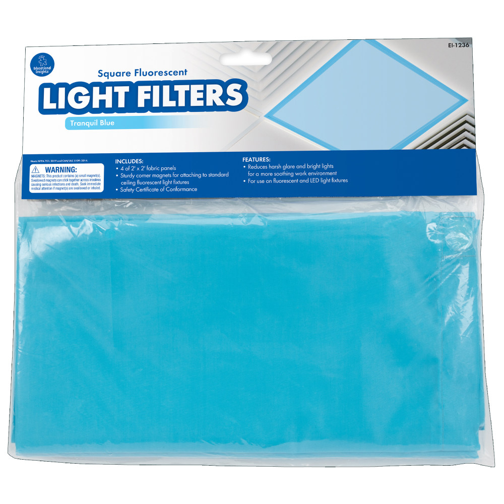 Educational Insights Classroom Light Filters, 2ft x 2ft, Tranquil Blue, Set Of 4 Filters MPN:EI-1236