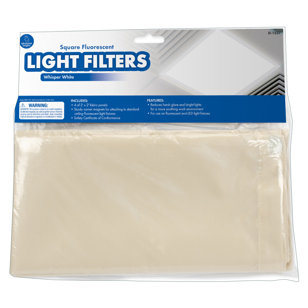 Educational Insights Classroom Light Filters, 2ft x 2ft, Whisper White, Set Of 4 Filters MPN:EI-1237