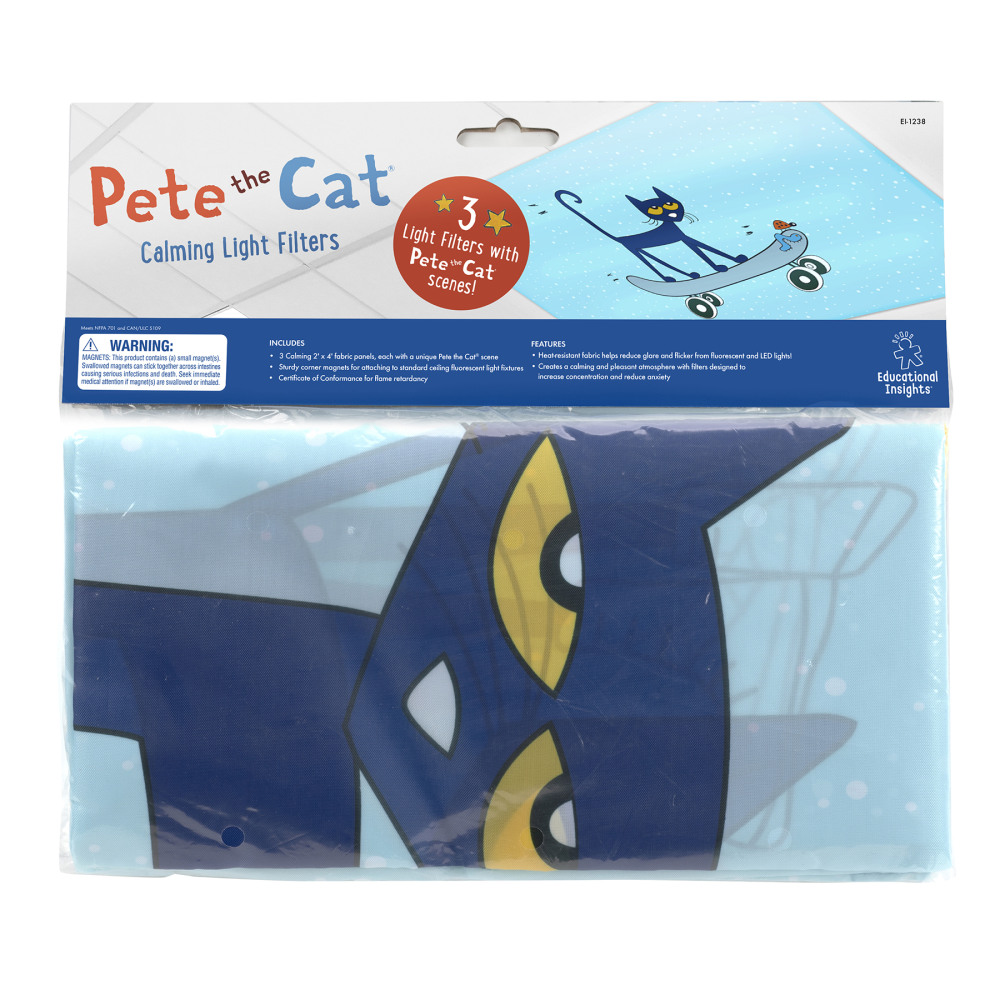 Educational Insights Calming Light Filters, 2ft x 4ft, Pete the Cat, Set Of 3 Filters MPN:EI-1238