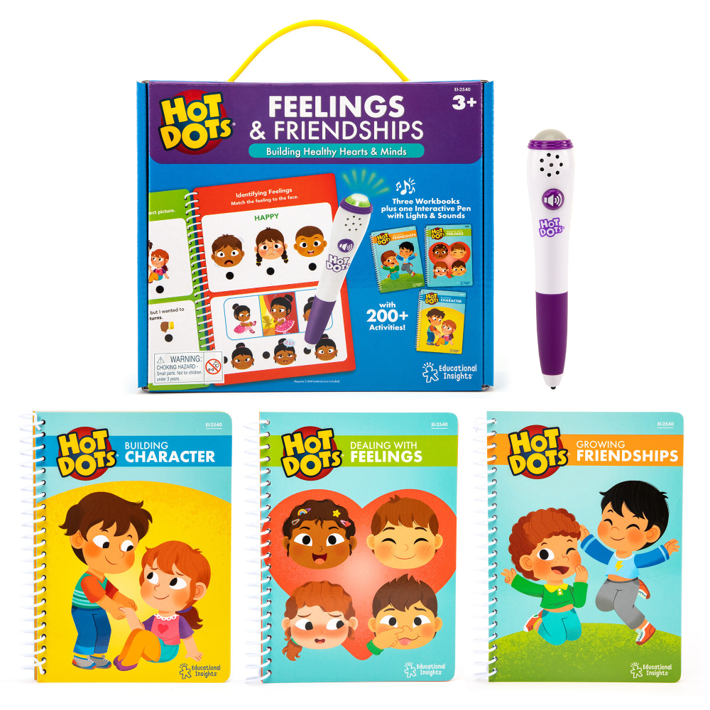 Educational Insights Hot Dots Feelings & Friendships, 3 Workbooks, 1 Hot Dots Pen MPN:EI-2540