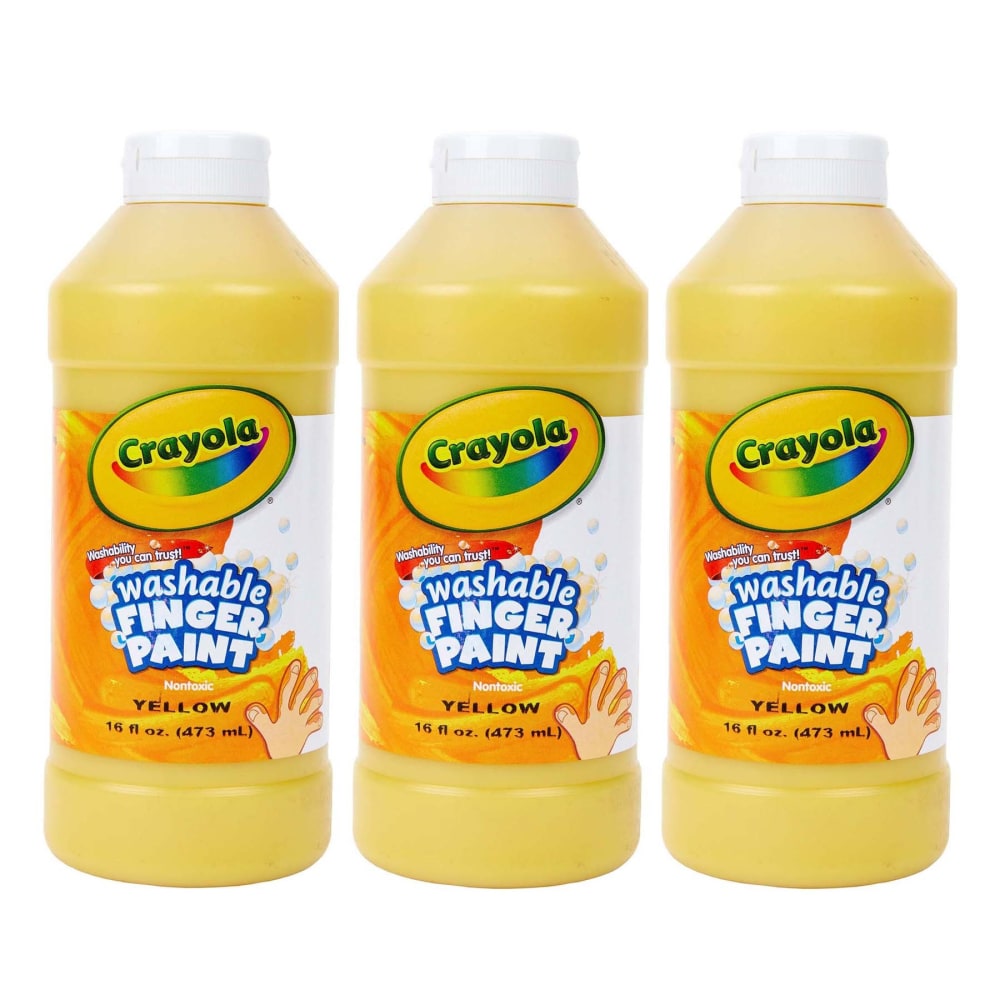 Crayola Washable Finger Paint, 16 oz, Yellow, Pack Of 3 MPN:BIN131634-3