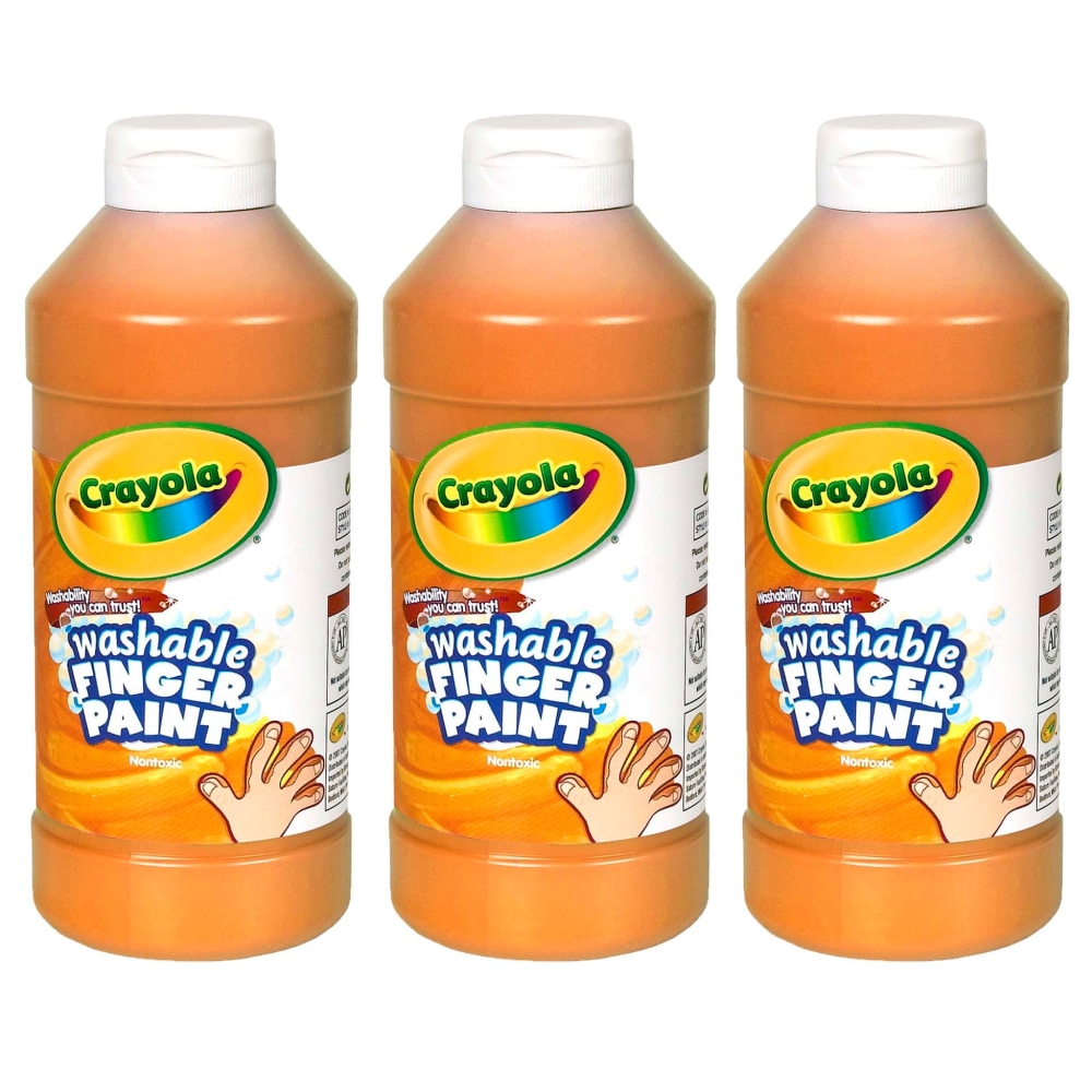 Crayola Washable Finger Paint, 16 oz, Orange, Pack Of 3 MPN:BIN131636-3