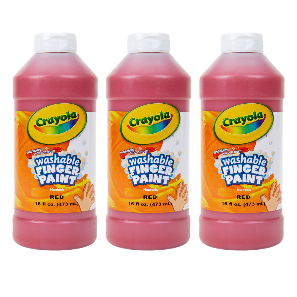 Crayola Washable Finger Paint, 16 oz, Red, Pack Of 3 MPN:BIN131638-3