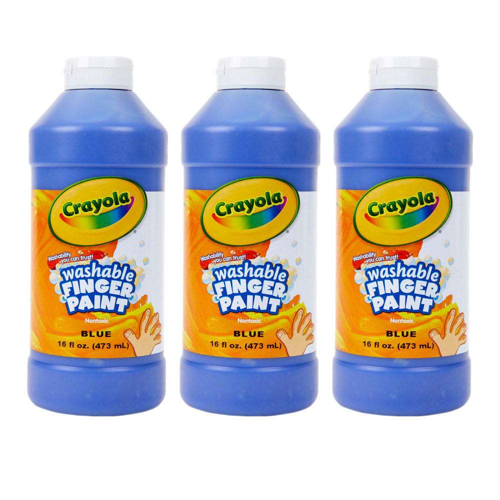 Crayola Washable Finger Paint, 16 oz, Blue, Pack Of 3 MPN:BIN131642-3
