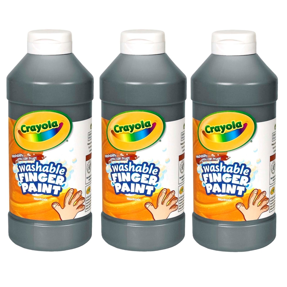 Crayola Washable Finger Paint, 16 oz, Black, Pack Of 3 MPN:BIN131651-3