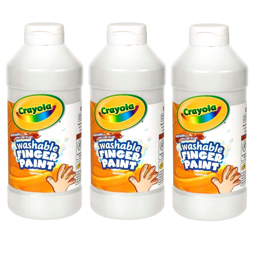 Crayola Washable Finger Paint, 16 oz, White, Pack Of 3 MPN:BIN131653-3