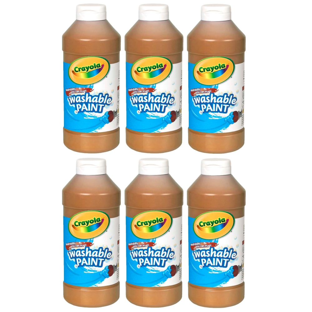 Crayola Washable Paint, 16 oz, Brown, Pack Of 6 MPN:BIN201607-6