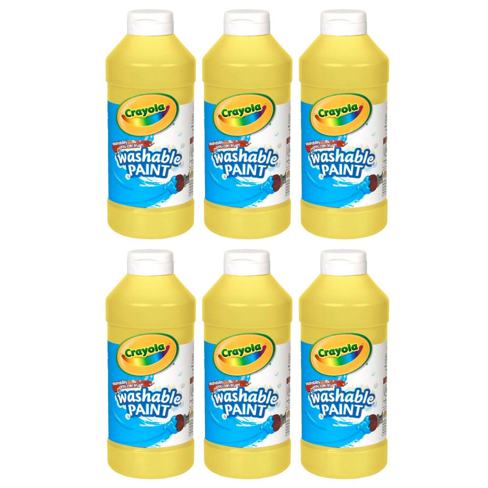 Crayola Washable Paint, 16 oz, Yellow, Pack Of 6 MPN:BIN201634-6