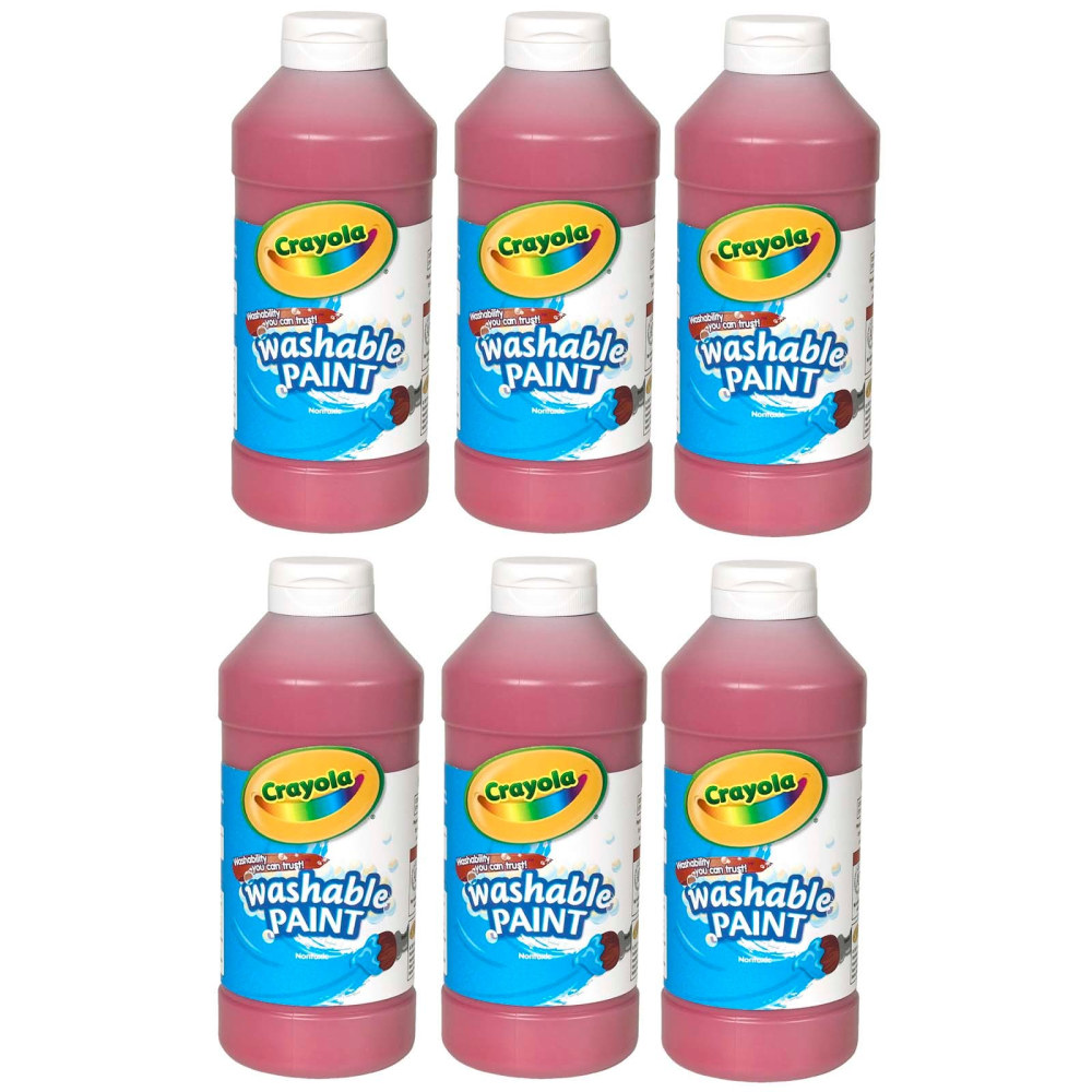 Crayola Washable Paint, 16 oz, Red, Pack Of 6 MPN:BIN201638-6