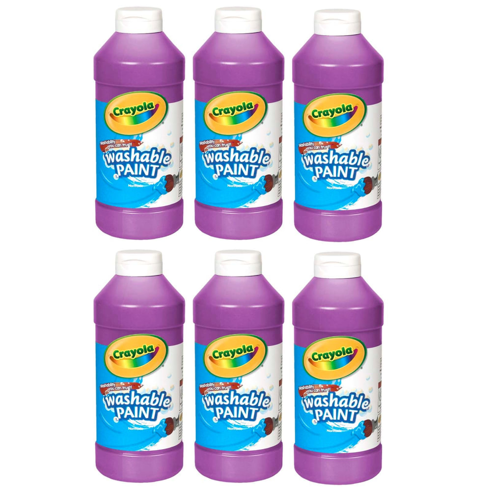 Crayola Washable Paint, 16 oz, Violet, Pack Of 6 MPN:BIN201640-6
