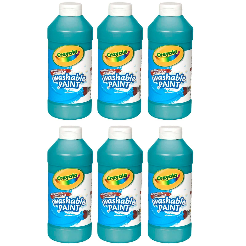 Crayola Washable Paint, 16 oz, Turquoise, 16 oz, Pack Of 6 MPN:BIN201648-6