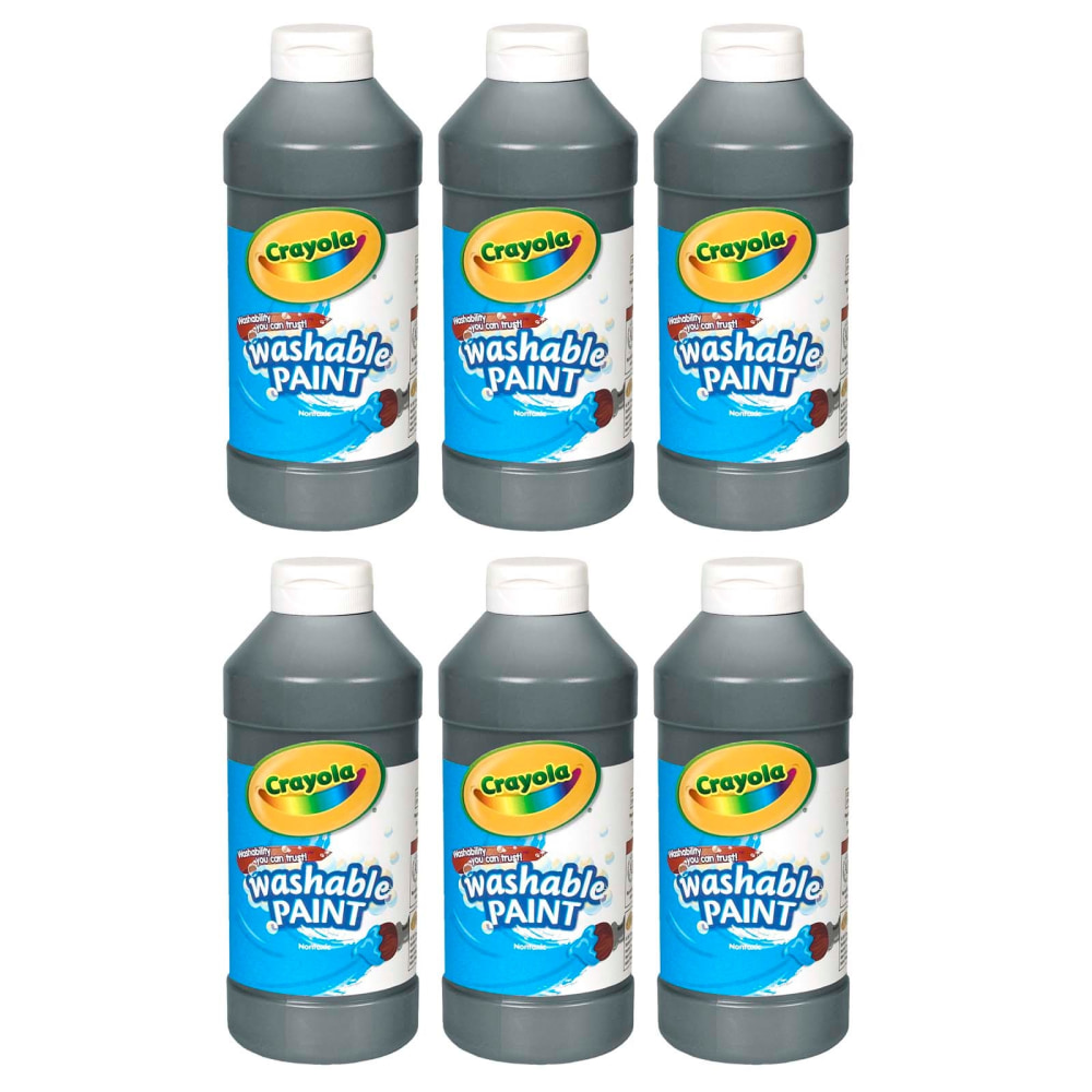 Crayola Washable Paint, 16 oz, Black, Pack Of 6 MPN:BIN201651-6