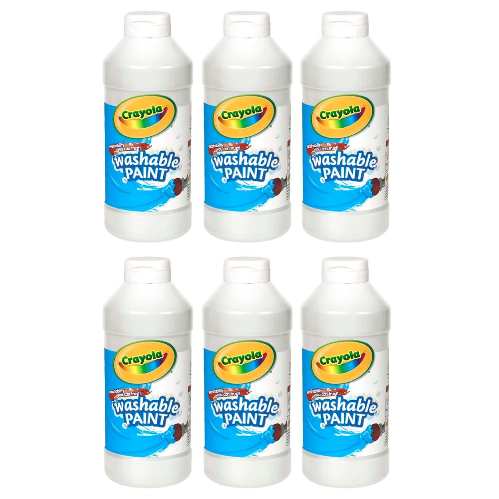 Crayola Washable Paint, 16 oz, White, Pack Of 6 MPN:BIN201653-6