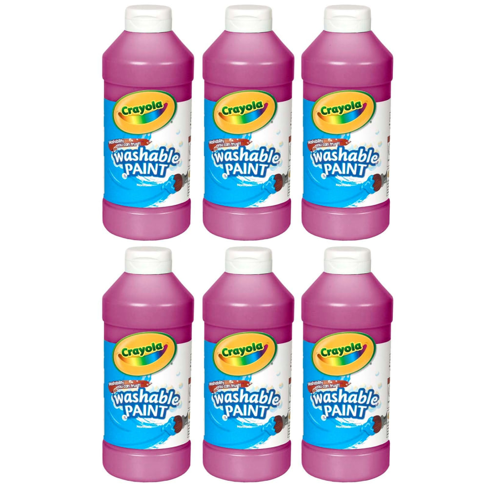 Crayola Washable Paint, 16 oz, Magenta, Pack Of 6 MPN:BIN201669-6