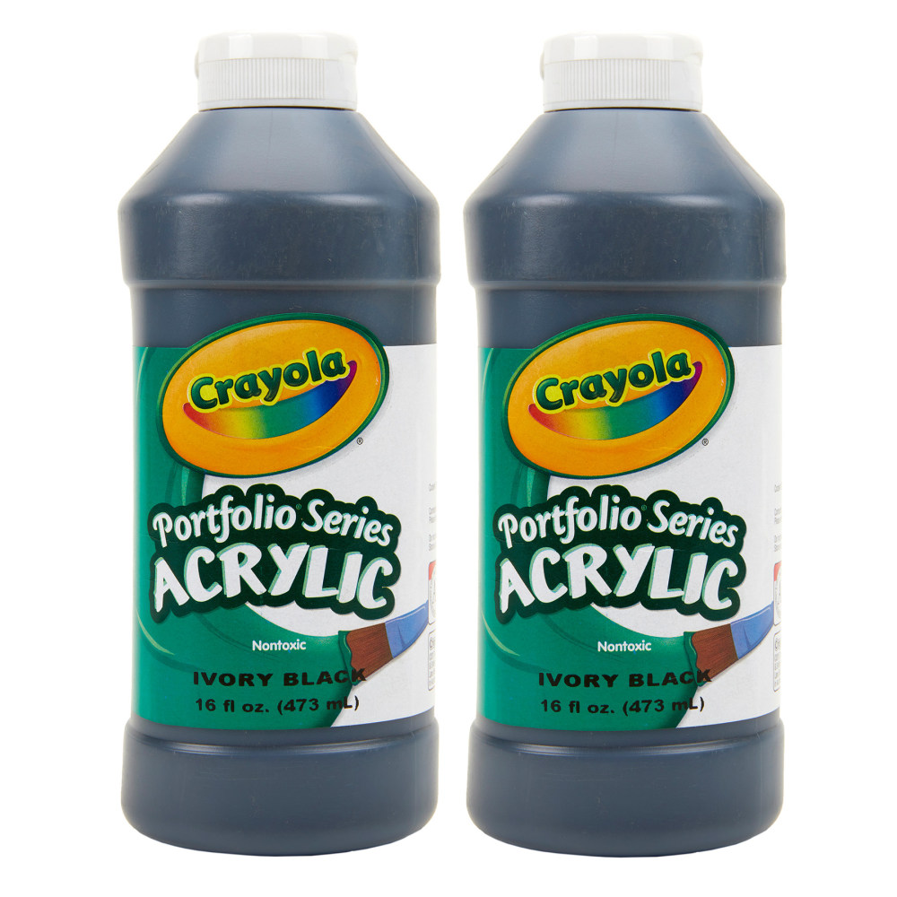 Crayola Portfolio Series Acrylic Paint, 16 oz., Ivory Black, Pack Of 2 MPN:BIN204016244-2