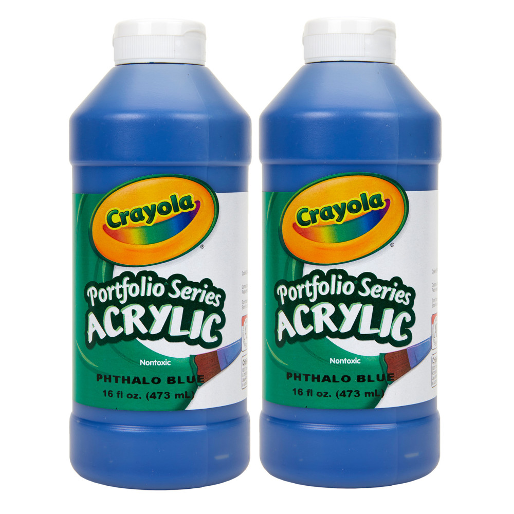 Crayola Portfolio Series Acrylic Paint, 16 oz., Phthalo Blue, Pack Of 2 MPN:BIN204016316-2