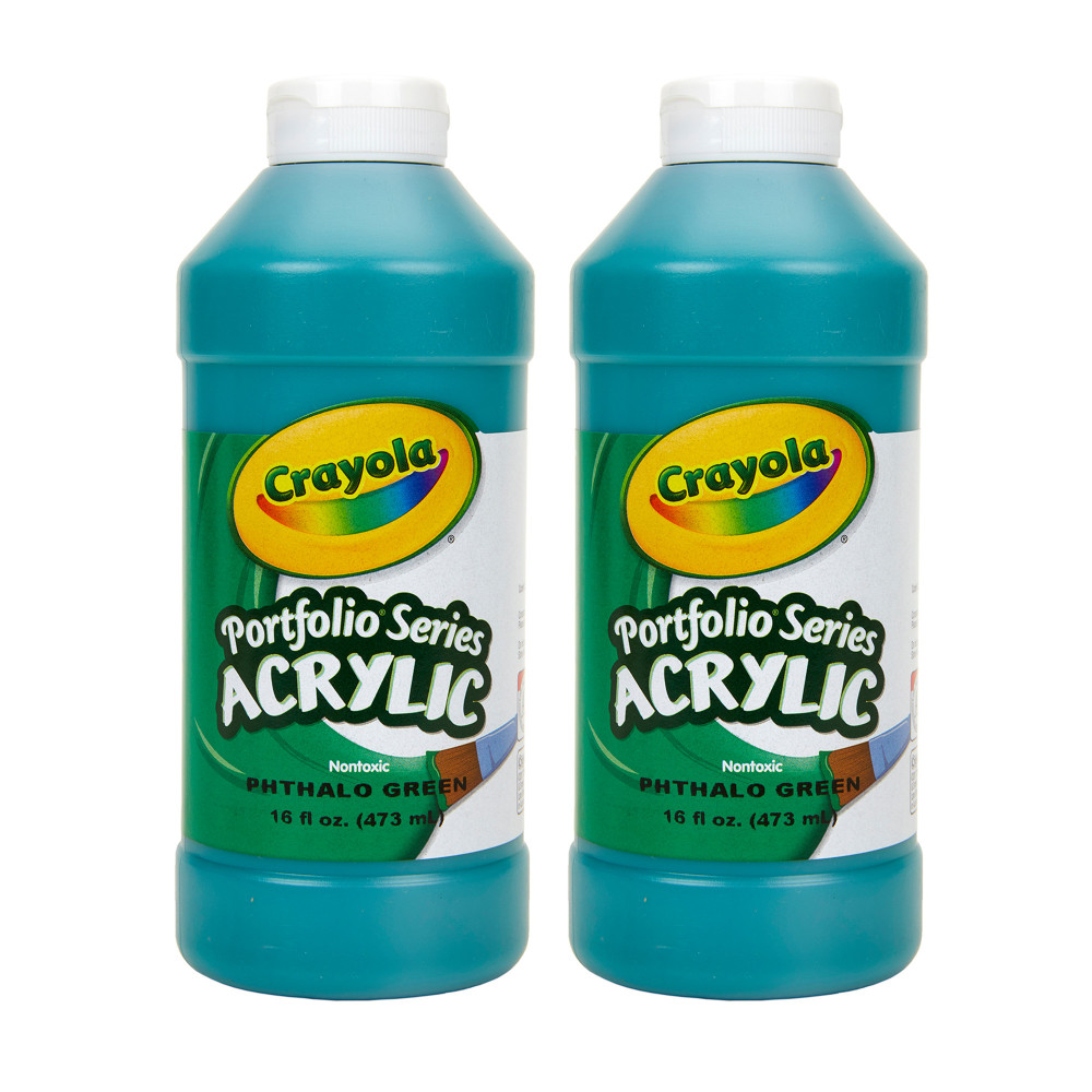 Crayola Portfolio Series Acrylic Paint, 16 oz., Phthalo Green, Pack Of 2 MPN:BIN204016317-2