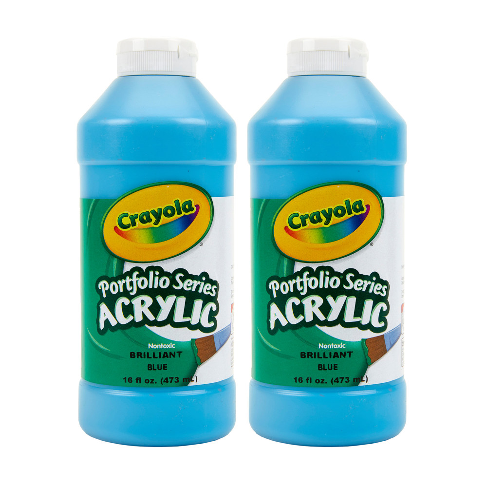 Crayola Portfolio Series Acrylic Paint, 16 oz., Brilliant Blue, Pack Of 2 MPN:BIN204016570-2