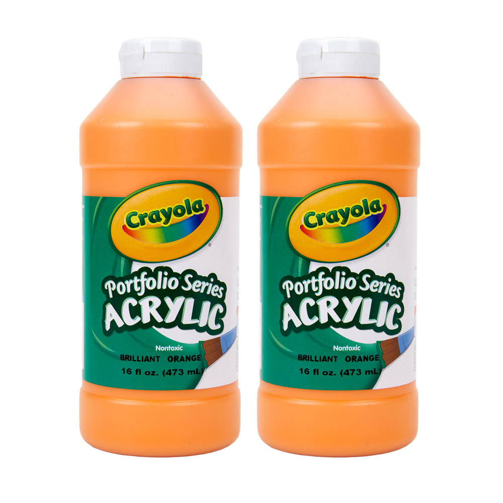 Crayola Portfolio Series Acrylic Paint, 16 oz., Brilliant Orange, Pack Of 2 MPN:BIN204016720-2