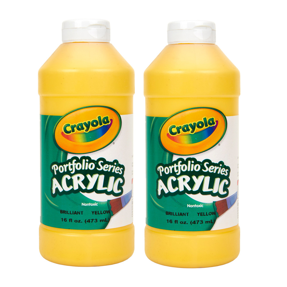 Crayola Portfolio Series Acrylic Paint, 16 oz., Brilliant Yellow, Pack Of 2 MPN:BIN204016830-2