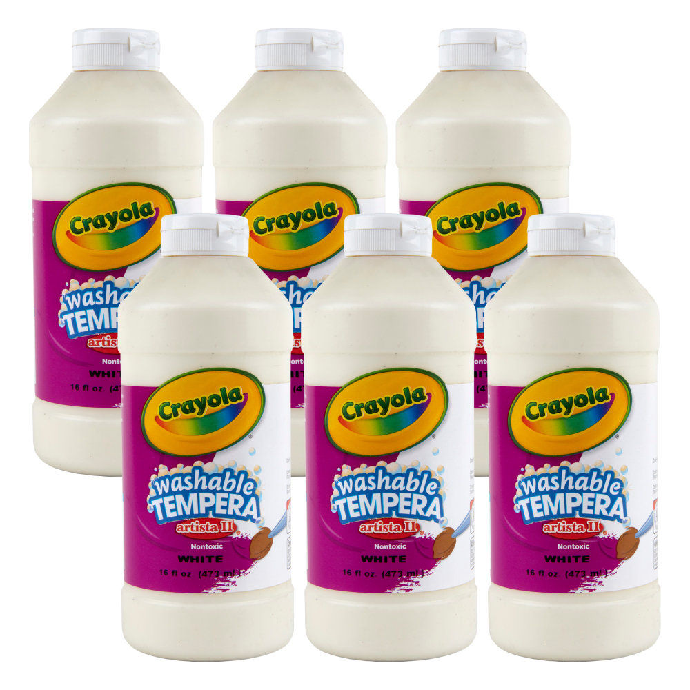 Crayola Artista II Washable Liquid Tempera Paint, 16 oz., White, Pack Of 6 MPN:BIN311553-6