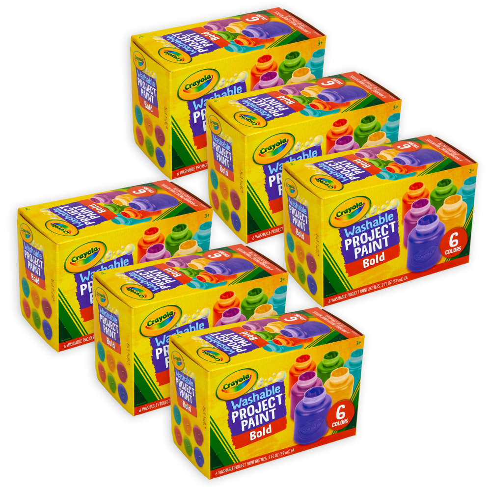 Crayola Washable Project Paints, 2 Oz, Bold, Pack Of 6 Paints, Set Of 6 Packs MPN:BIN542403-6