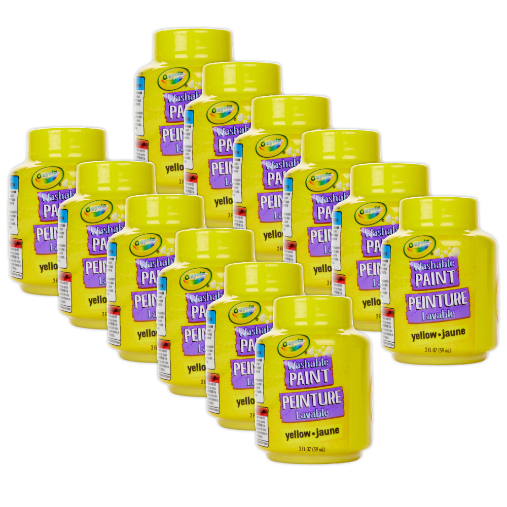 Crayola Washable Paint, 2 Oz, Yellow, Bundle Of 12 Paint Pots MPN:BIN542834-12