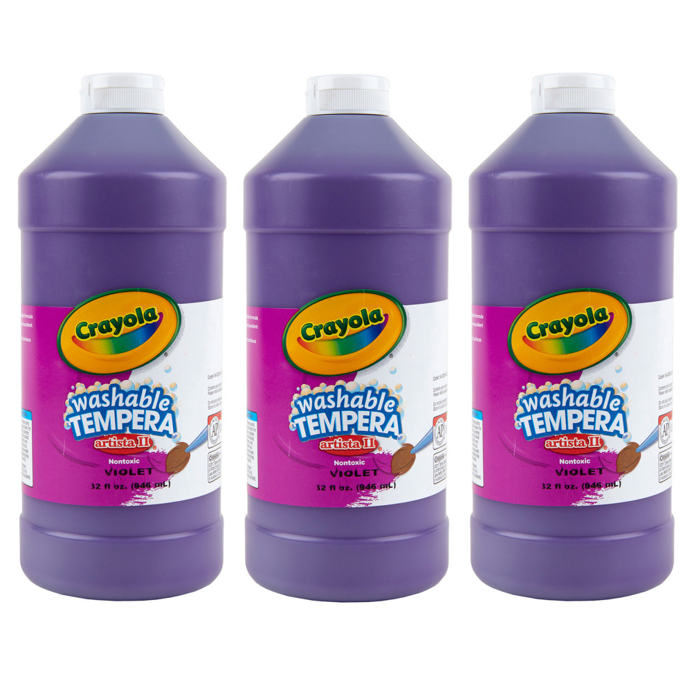 Crayola Artista II Washable Tempera Paint, 32 oz, Violet, Pack Of 3 MPN:BIN543132040-3