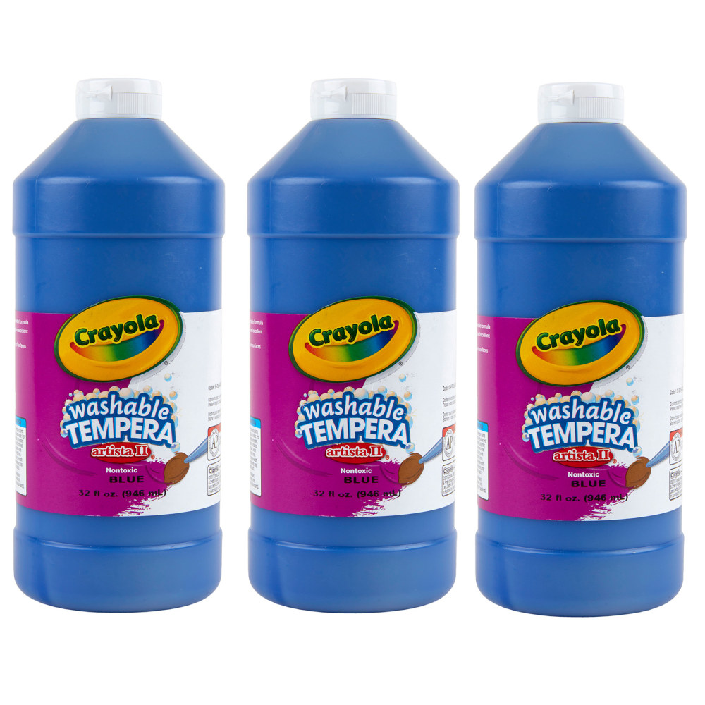 Crayola Artista II Washable Tempera Paint, 32 oz, Blue, Pack Of 3 MPN:BIN543132042-3