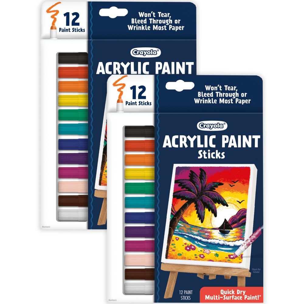 Crayola Acrylic Paint Doodle Sticks, 12 Per Pack, Set Of 2 Packs MPN:BIN546213-2