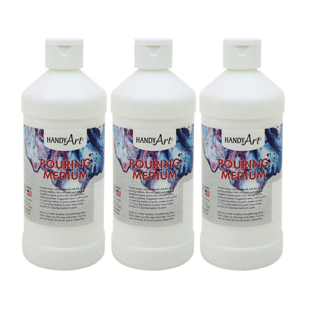 Handy Art Acrylic Pouring Medium, 16 Oz, Clear, Pack Of 3 Bottles MPN:RPC101176-3