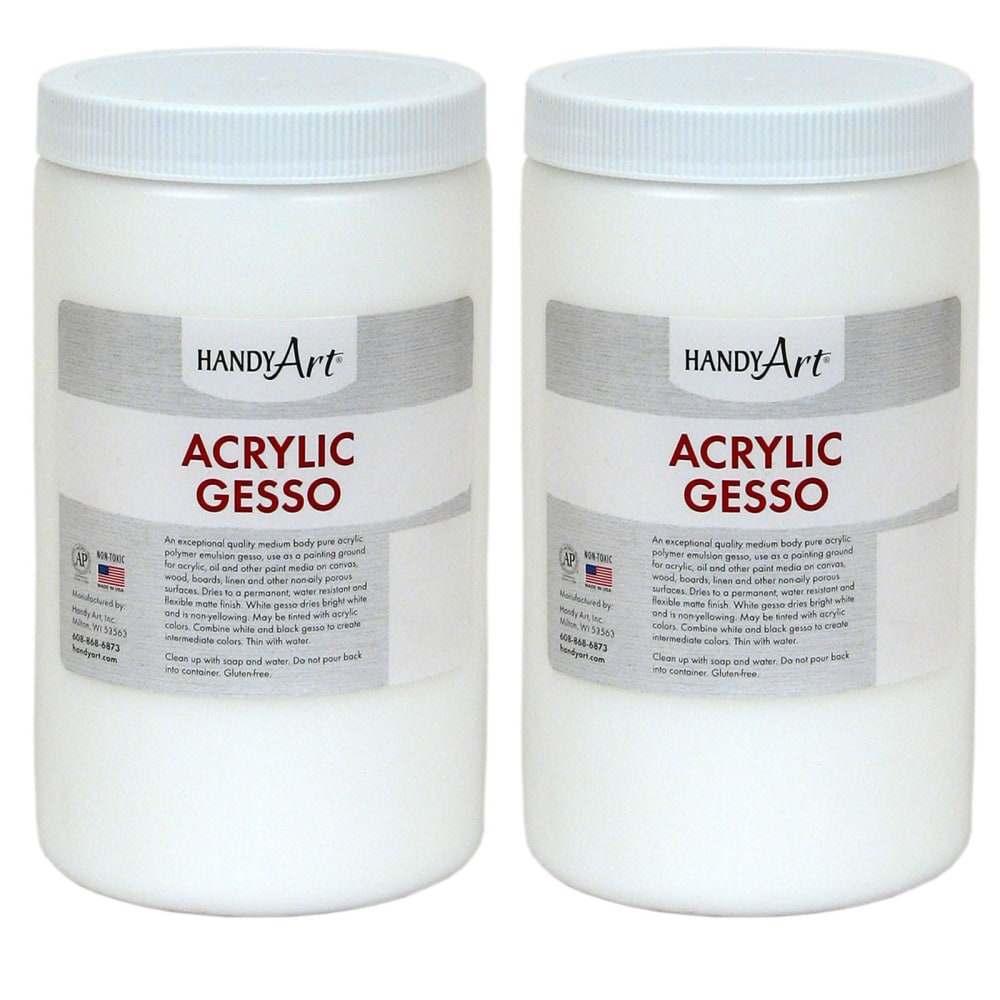 Handy Art Acrylic Gesso, 32 Oz, White, Pack Of 2 Bottles MPN:RPC440003-2