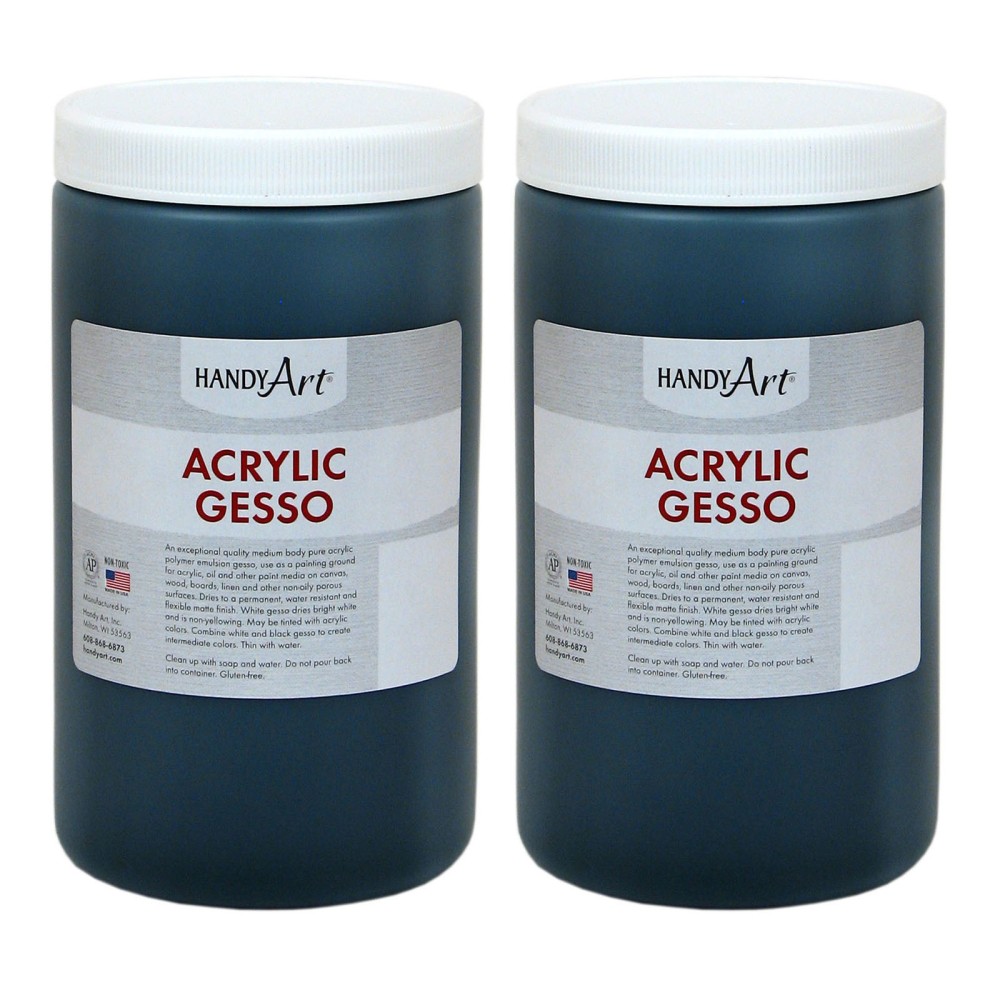 Handy Art Acrylic Gesso, 32 Oz, Black, Pack Of 2 Bottles MPN:RPC440103-2