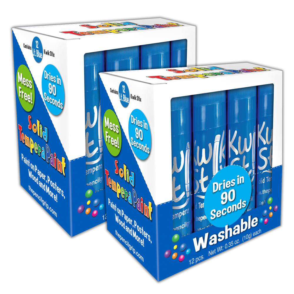 The Pencil Grip Kwik Stix Solid Tempera Paint Sticks, Light Blue, 12 Sticks Per Pack, Set Of 2 Packs MPN:TPG60070-2