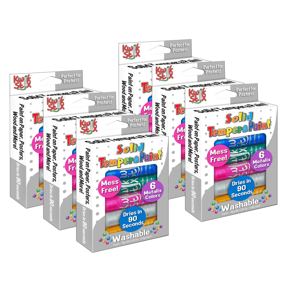 The Pencil Grip Kwik Stix Solid Tempera Paint Sticks, Metallic, Pack Of 6 Sticks, Set Of 6 Packs MPN:TPG613-6
