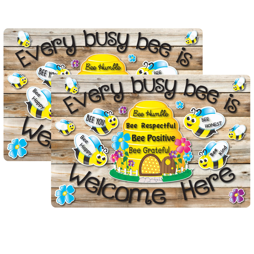 Ashley Smart Poly Welcome Mat With Slip Resistant Backing, 15.5in x 23.5in, Bee Hive Theme Values, Pack Of 2 MPN:ASH91504-2