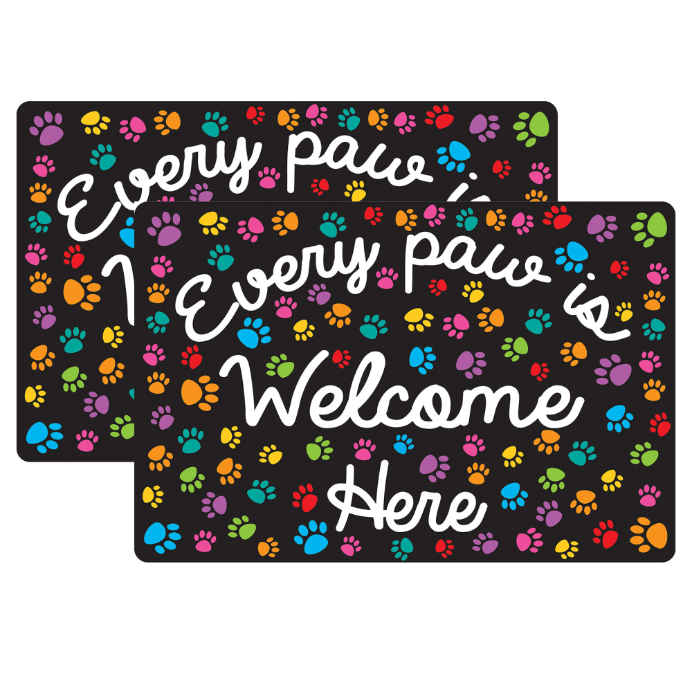 Ashley Smart Poly Welcome Mat With Slip Resistant Backing, 15.5in x 23.5in, Paws, Every Paw is Welcome Here, Pack Of 2 MPN:ASH91511-2
